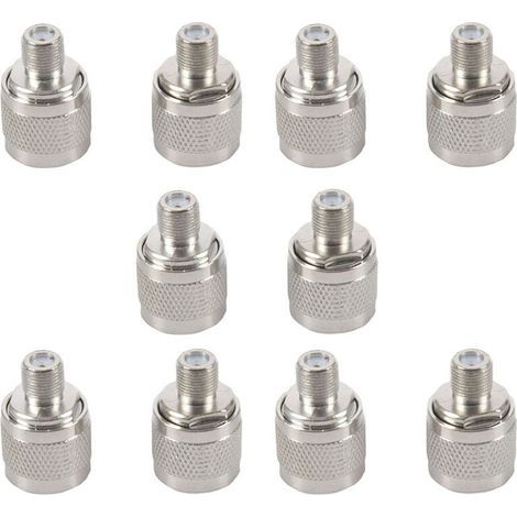 10 Pcs N Type Prise Mâle à F Femelle RF Adaptateur Coaxial Connecteur pour Antenne Sans Fil, Argent (1/2)