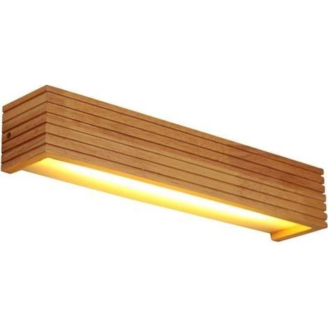 Applique Murale En Bois Minimaliste Nordique Miroir En Bois Massif Abat-Jour D'intérieur Lumières Luminaire Idéal Pour Chambre À Coucher Salle D'étude Salon 35cm (1/5)