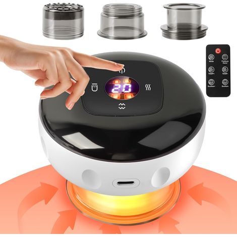 Ventouse électrique, Ventouses intelligente 12 vitesses avec télécommande, le masseur intelligent avec thérapie par lumière rouge pour soulager la douleur, les nœuds, les douleurs musculaires (1/5)