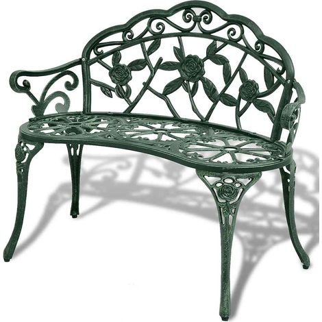 Banc de jardin Banquette de Jardin - Mobilier de jardin 100 cm Aluminium coulé Vert BV603378 - BonneVie (1/3)