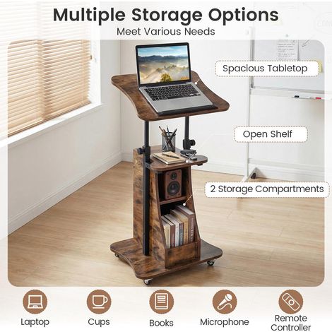 Hauteur réglable, pupitre mobile pour ordinateur portable, plateau inclinable pour écrire, lire ou présenter (1/5)