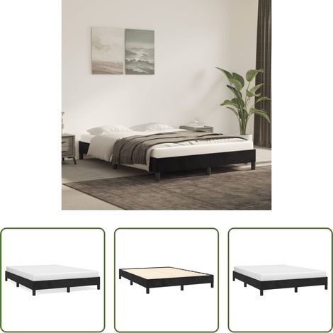 Samtbett - Bettgestell ohne Matratze Schwarz 140x200 cm Samt (1/5)