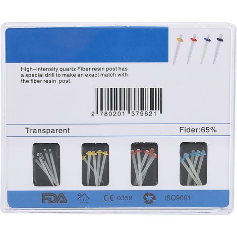 Lot de 20 tenons dentaires en fibre haute résistance, accessoires pour dentisterie bucco-dentaire, droits, de 1,2 à 1,8 mm, couleurs assorties (1/5)