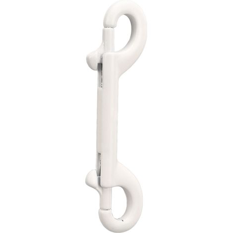 115 mm Doppelfederkarabiner, Edelstahl 316, doppelseitiger Auslösehaken, Sicherheitszubehör für Tauchwesten, weiß (1/5)