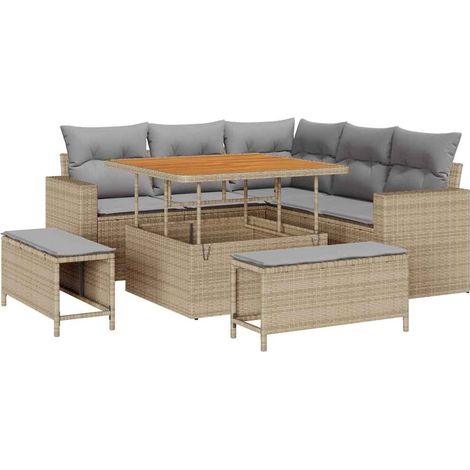 Set Divano da Giardino con cuscino 8 pcs beige e grigio chiaro vidaXL (1/5)