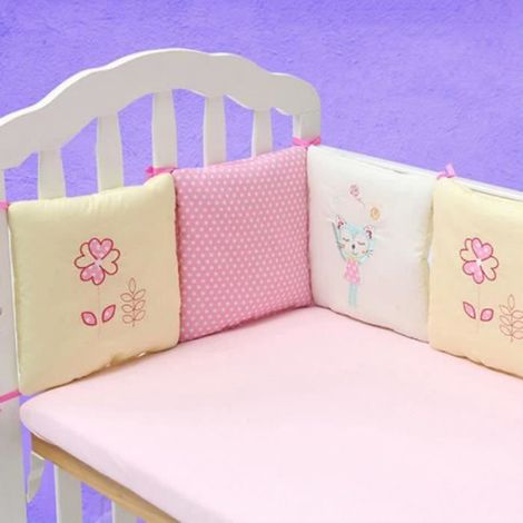Tour De Lit - Pare-Chocs Lit Bébé - Coton Respirant - 30x30 cm - Rose - 6 Pièces (1/4)