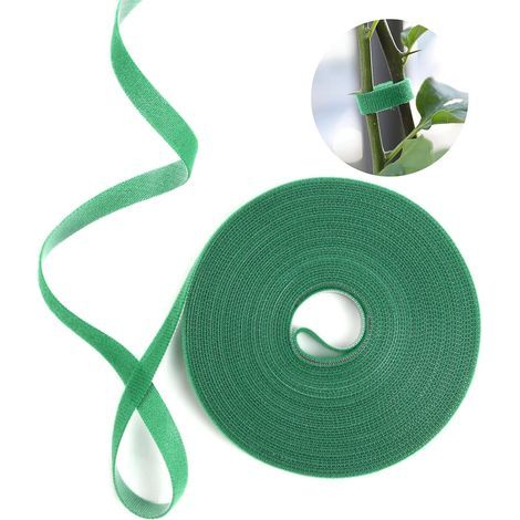 Attaches pour plantes, 10 m, vertes, refermables, sangles de support double face, 15 mm, auto-adhésives, multifonctionnelles, résistantes aux intempéries, pour plantes grimpantes. (1/5)