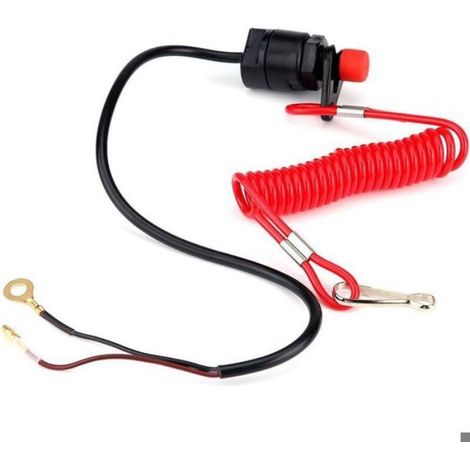 Interrupteur d'arrêt moteur 12V universel avec cordon pour hors-bord, moto, tondeuse (1/5)