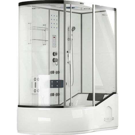Home Deluxe - Cabina doccia con vasca ALLIN 2IN1 - 170 x 90 Bianco Sinistra Consegna laterale: Sinistra, Colore: Bianco