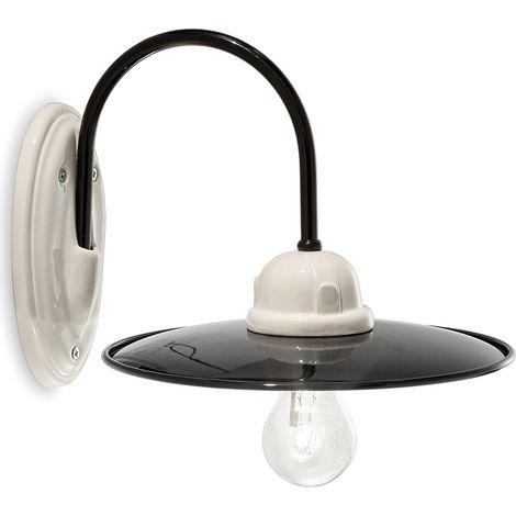Applique Industrial Minimal Nordico B&W Metallo Vintage Nero 1 Luce E27 (1/3)