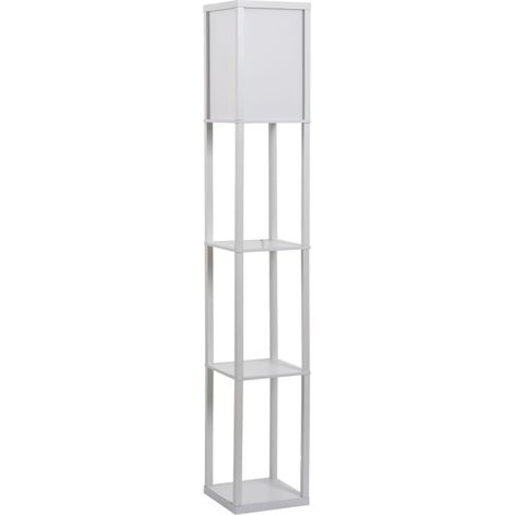 Lampada da terra con libreria in legno bianco 26 x 26 x 160 cm MODENUIT (1/5)