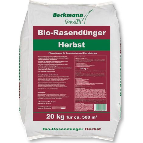Beckmann Profi Bio Herbstrasendünger 20kg, Herbst - Rasendünger, Kalium - Dünger für 500 m² (1/4)