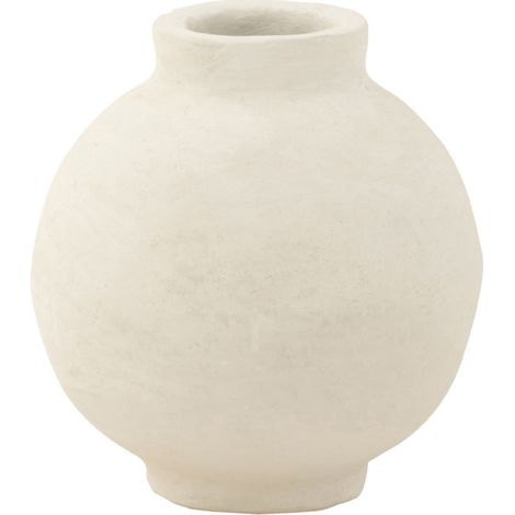 Pot Déco en Papier Mâché "Sphère" 30cm Blanc