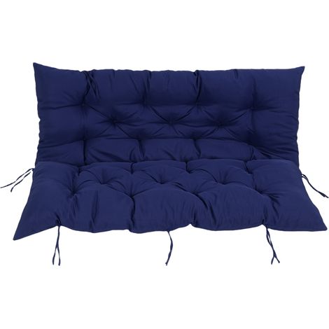 GARRYFIZH Coussin de rechange pour balancelle d'extérieur en polyester PP et coton, résistant aux éclaboussures, avec sangles, pour mobilier de jardin et de terrasse, bleu marine. (1/5)