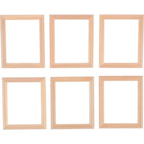 Lot de 6 cadres photo miniatures à l'échelle 1/12, décors artificiels en bois pour maison de poupée et univers miniature.-7.66.10.1cm