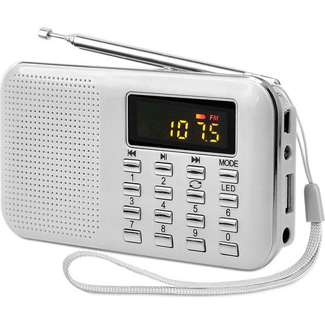 (Blanc) L 218 Poste Radio Portable AM/FM, Petite Radio Portable Rechargeable avec Batterie Rechargeable de 600mAh, Tube numériqueRadio avec éClairage