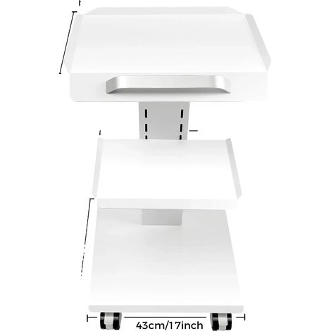 Carrello da laboratorio, design multifunzionale a 3 ripiani, facile da spostare, BIANCO (1/2)