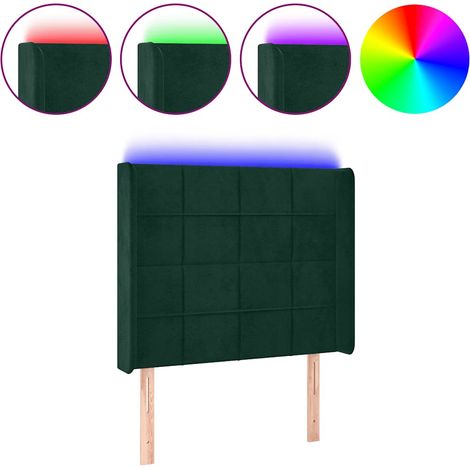 Testiera Testata del letto a LED Verde Scuro 103x16x118/128 cm in Velluto (1/4)