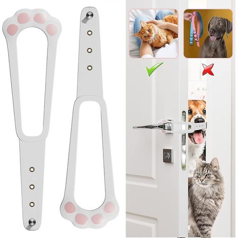 Lot de 2 loquets de porte pour chatière, sangle de verrouillage flexible permettant aux chats d'entrer et assurant la sécurité des bébés, alternative réglable à la porte pour chatière traditionnelle (1/5)