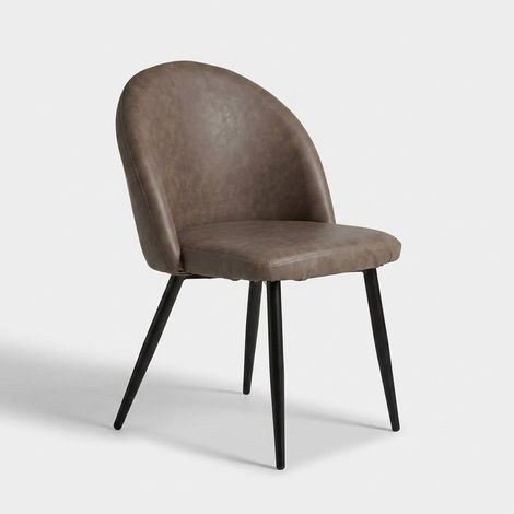 Sillón moderno en ecopiel y metal Sissy - Marrón