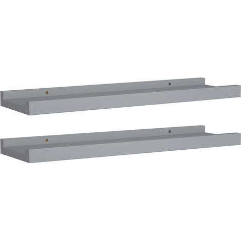 Étagères à rebord pour cadre photo 2 pcs Gris 40x9x3 MDF (1/5)