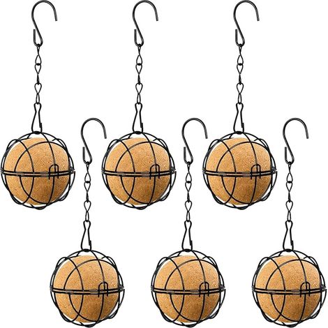 6PCS Mangeoire Oiseaux Sauvages Exterieur Suspendue, Nourrir Boules de Graisse Métal Cour Maison Jardin, Distributeur Nourriture Oiseaux Sphérique Petits Intérieur, Bird Feeder avec Crochets Forme S (1/5)