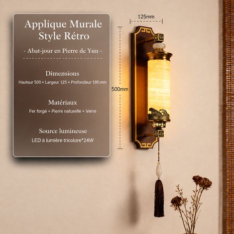 Applique murale LED zen 2032 motif marbre vagues – 50 cm, 50 × 13 × 19 cm, 1 kg – Livraison gratuite