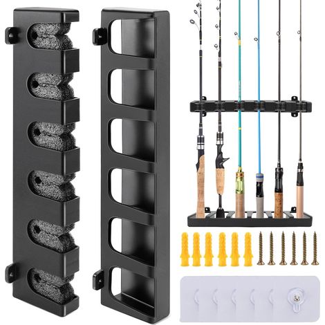 1 Support canne à pêche, rangement vertical 6 pôles, mousse EVA, ABS, pour garage bateau (1/5)