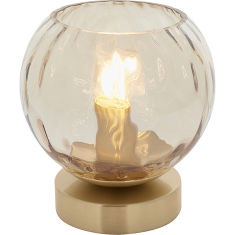 Lampe de table DIMPLE laiton satiné verre E14 Endon (1/5)