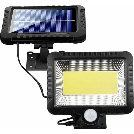 Applique murale solaire à induction corporelle de type split pour cour extérieure, étanche, éclairage public (100 COB, deux batteries)-AquaForge