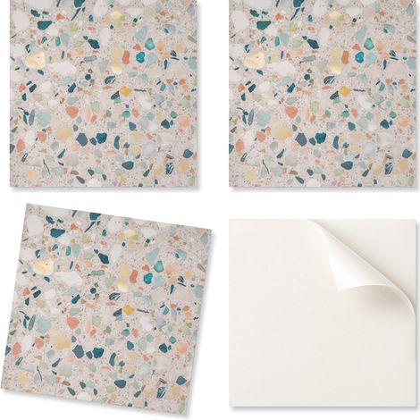 Baldosas de vinilo autoadhesivas - Decoraci贸n impresa con estampado de piedra m煤ltiple 9x30x30 cm
