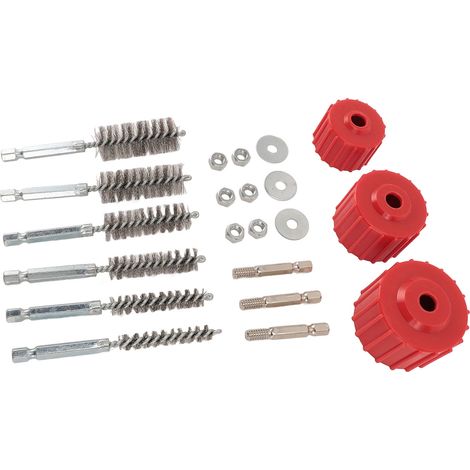 Brosse de nettoyage pour tubes en cuivre de 1/2, 3/4 et 1 pouce, avec poils en fil d'acier inoxydable et tige de 1/4 pouce, pour le soudage. (1/5)