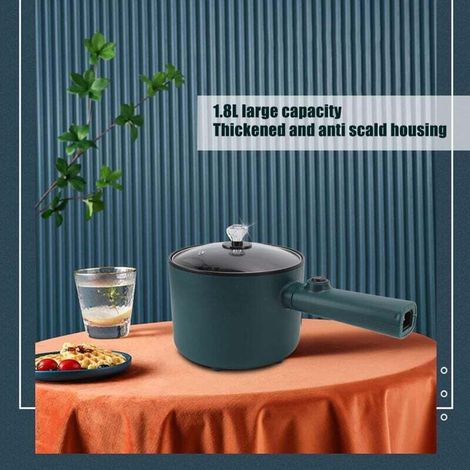 Ulisem1.8 Grande capacité Wok électrique, Multifonctionnel pour un usage domestique Hot Pot électrique, Petite cuisinière électrique manuelle à une seule couch, Convient pour la cuisine maison, Vert (1/3)