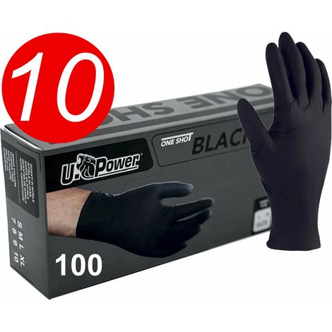 Guanti Monouso in Nitrile Nero – Confezione 100 Pezzi, Resistenti e Professionali - TAGLIA: 10