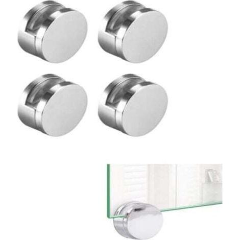 [4 pièces] Supports d'étagère en verre rectangulaires sans cadre réglables Supports de fixation robustes Clips d'étagère (1/5)