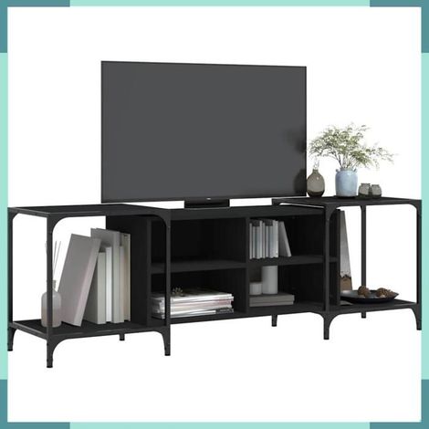 Meuble TV - 837602 - Noir - Bois d'ingénierie et métal - 153 x 37 x 50 cm (1/5)