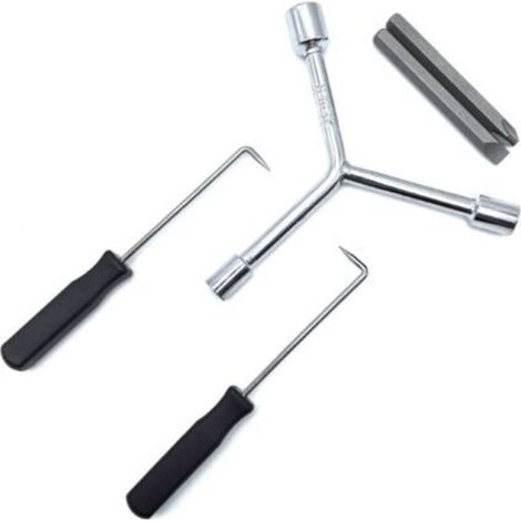 Kit de démontage pour lave-linge, 5 pièces : outils d’extension de ressorts pour tambours intérieur et extérieur, clips de ressort, clé de démontage, outils d’entretien (1/5)