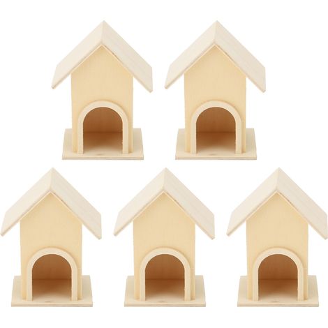 Nichoir en Bois Brut 5 Pièces, Mangeoire à Oiseaux DIY Suspendue, Décor Jardin Extérieur, Ornement Artisanal pour Terrasse (1/5)