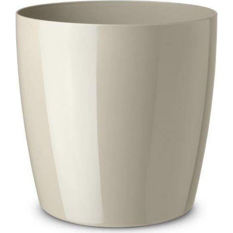 GEDA – Cache-pot rond Milano crème à roulettes – Plastique, Ø 25 x H 24 cm