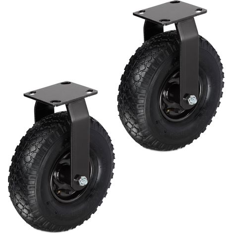 Ruedas neumáticas de carga con placa, juego de 2