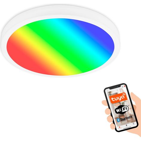 Plafonnier LED Smart, WiFi, Blanc Froid, Multicolore, 27x27x6 cm, 16W, 2100 Lumen, Salle de Séjour, Chambre à Coucher (1/5)