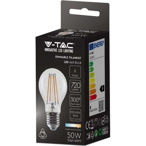 Ampoule LED à filament V-TAC E27 8 W A67, blanc chaud, intensité variable (1/5)