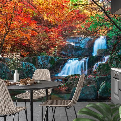 Papier peint panoramique - Cascades Automne - 130 cm x 87 cm (1/4)