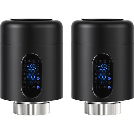 Wolketon Termostato connesso per radiatore, 6 modalità e rilevamento finestra, Nero, Set da 2 (1/5)