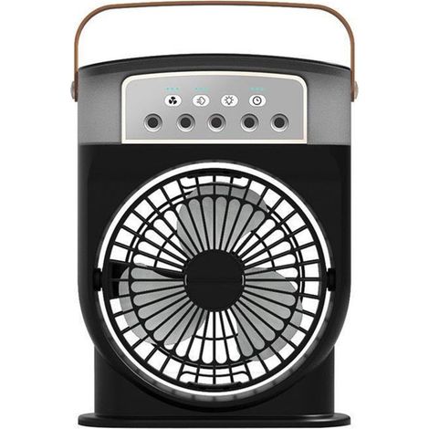 Raffrescatore d'aria portatile con raffreddamento a ghiaccio e nebulizzazione,3 velocità del vento,7 colori LED ambientali e timer,nero