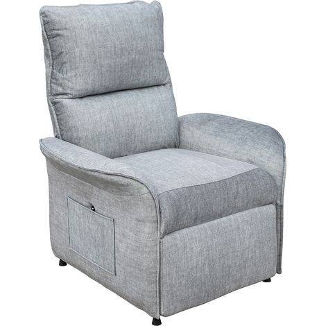 Fauteuil de relaxation inclinable électrique couleur gris clair - Longueur 80 x Hauteur 102 x Profondeur 71 cm (1/3)