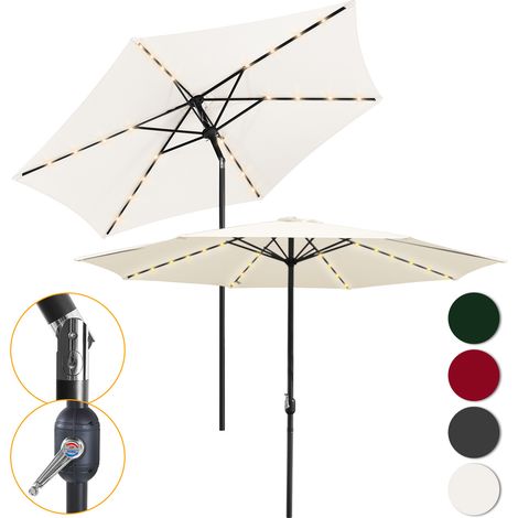 EINFEBEN Ø2.7m Parasol Parapluie UV40+ Parasol Solaire Jardin LED avec manivelle,beige (1/5)