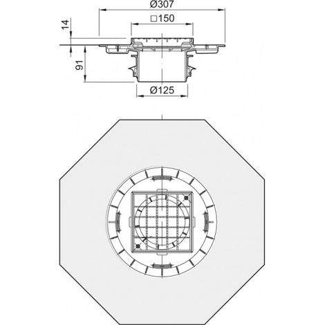 ACO Aufsatzstück AV-Selecta 150x150/L15 Kst/rutschh./Gitterrost V2A/lose eingel., 9579.60.97