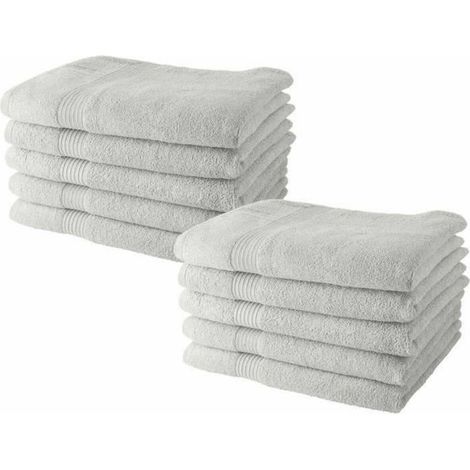 Lot de 10 serviettes de Toilette TODAY 50x90 cm 100% Coton - Craie