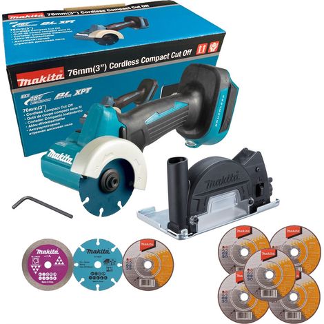 Makita DMC300Z 18V LXT Brushless 76mm Compact Cut Off Saw + 9 Blades Inc Carbide